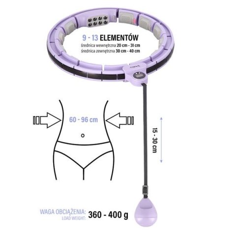 HHM13 HULA HOP VIOLET Z MAGNESAMI I OBCIĄŻNIKIEM + LICZNIK HMS