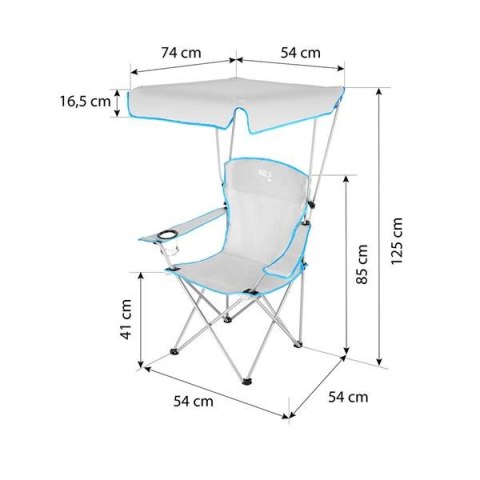 NC3087 SZARE KRZESŁO TURYSTYCZNE Z DASZKIEM NILS CAMP