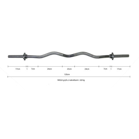 GRYF LEKKO ŁAMANY 120 CM ENERO FIT FI25,4 MM