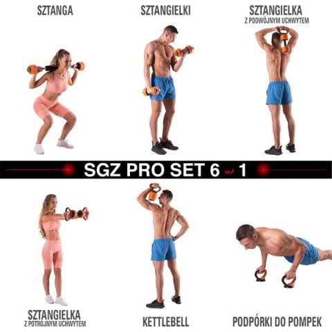 SGZ215 (2 CZĘŚCI) PRO SET 6W1 ZESTAW CIĘŻARÓW OGUMOWANE 15KG HMS