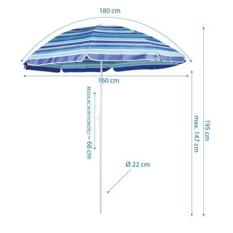 PARASOL PLAŻOWO BALKONOWY 180CM ROYOKAMP