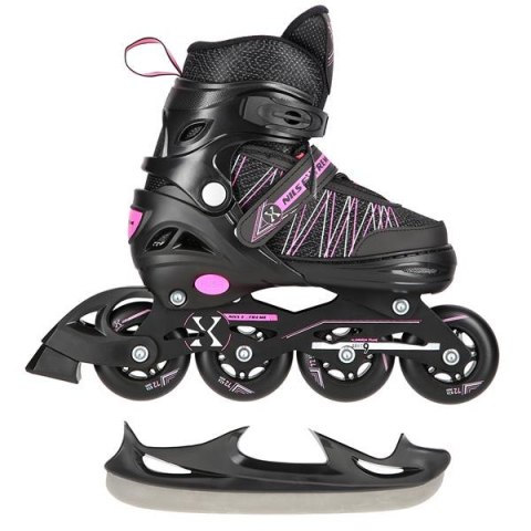 NH11912 A 2w1 BLACK/PINK ROZM. L(39-42) ŁYŻWOROLKI Z WYM. PŁ. HOKEJOWĄ NILS EXTREME