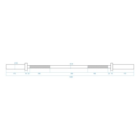 GO160 GRYF PROSTY OLIMPIJSKI 120 CM Z ZACISKAMI LOCK JAW HMS PREMIUM