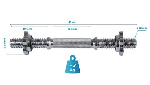 GRYF KRÓTKI 35 CM + ZACISKI ENERO FIT fi28 MM