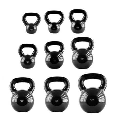 KNV16 BLACK KETTLEBELL ŻELIWNY POKRYTY WINYLEM HMS