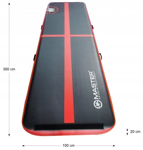 MASTER SPORT s.r.o. AirTrack Dmuchana Mata Gimnastyczna MASTER 300 x 100 x 20 cm Black-Red