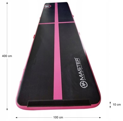 Master AirTrack Dmuchana Mata Gimnastyczna MASTER 400 x 100 x 10 cm Black-Pink