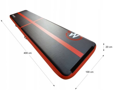 Master AirTrack Dmuchana Mata Gimnastyczna MASTER 400 x 100 x 20 cm Black-Red