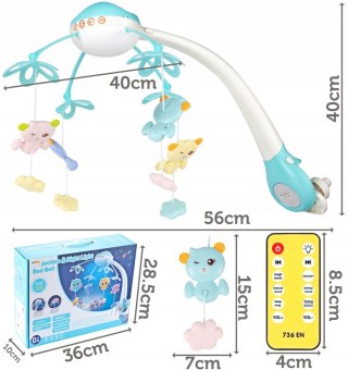 Karuzelka do łóżeczka 500 melodii pilot projektor