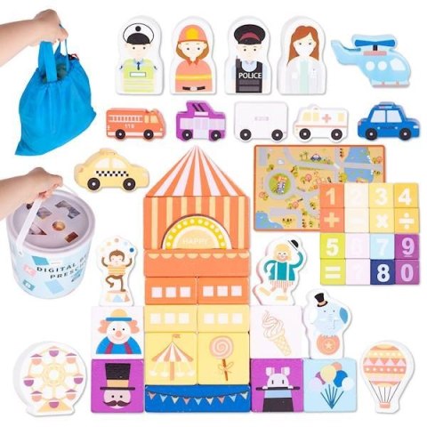 Puzzle Drewniane Klocki 184 Sztuk + 1 Tablica