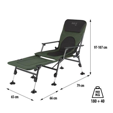 NC1802 FOTEL WĘDKARSKI Z PODNÓŻKIEM NILS CAMP